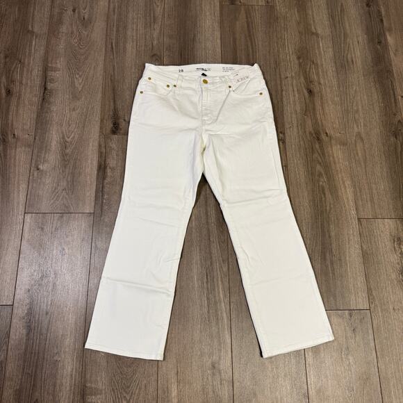 J.Crew 2003 Mid-Rise Kickout Jeans WMNS 28 White Denim Stretchy Button Zip Fly - Picture 3 of 9